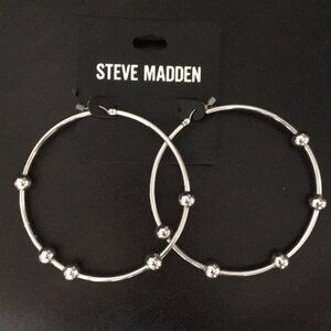 New Steve Madden Floating Silver Balls Hoops